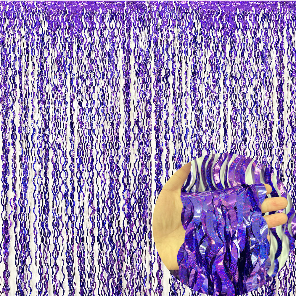 Nuevo cortina láser transfronteriza cortina de seda de lluvia ondulado decoración de fondo de fiesta de cumpleaños diseño de escena de fotos