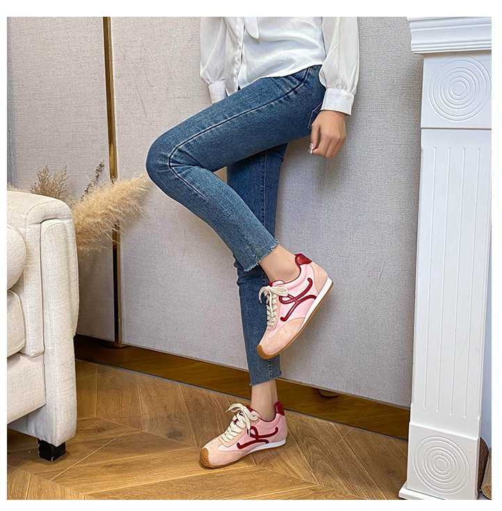Giày sneaker nữ dáng Agandexun buộc dây tăng chiều cao bên trong 5 cm, mũi tròn, phong cách casual — Màu hồng, Màu nâu đậm, Màu xám, Màu đen chi tiết 18