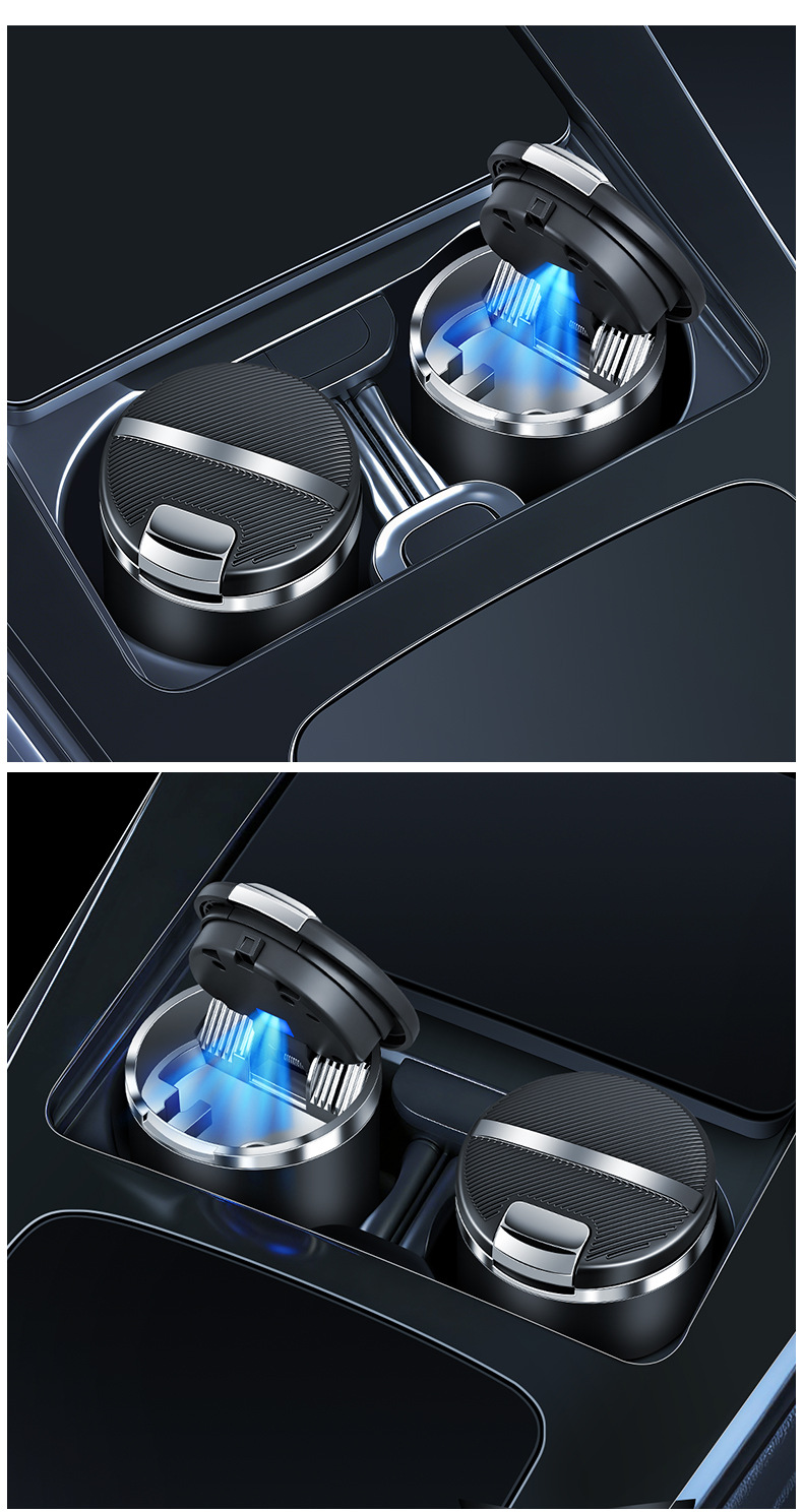 Car-Mounted Ashtray with a High-End Feel, Anti-Fly Ash, Car Ash Collection Bar, Anti-Drop Ash, One-Touch Lid Opening, Car Accessory for Men and Women