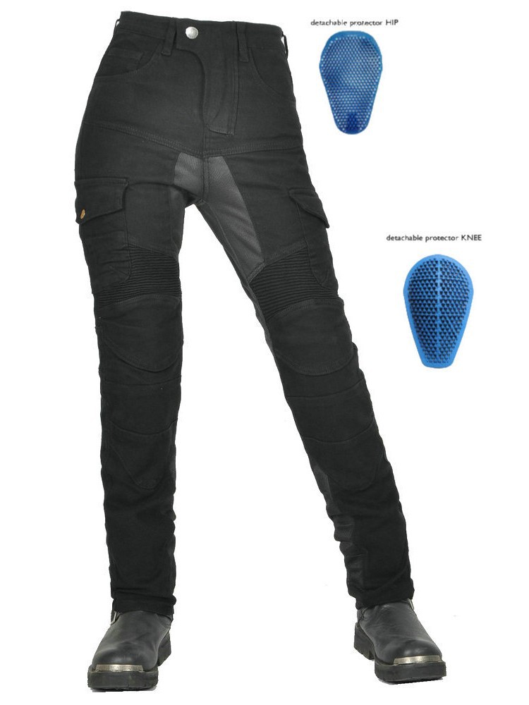 VOLERO jeans de motocicleta malla de verano transpirable motocicleta carreras a prueba de caídas pantalones de ciclismo equipo de protección de silicona