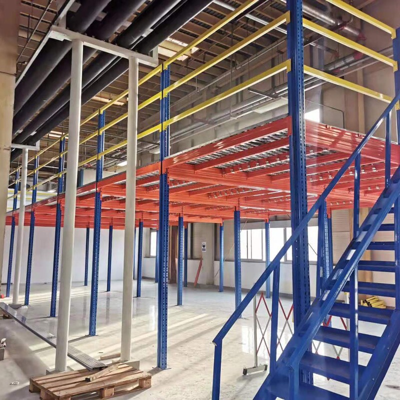 Storage shelf logistics workshop heavy attic platform to build two-story steel structure can be assembled heavy shelf storage