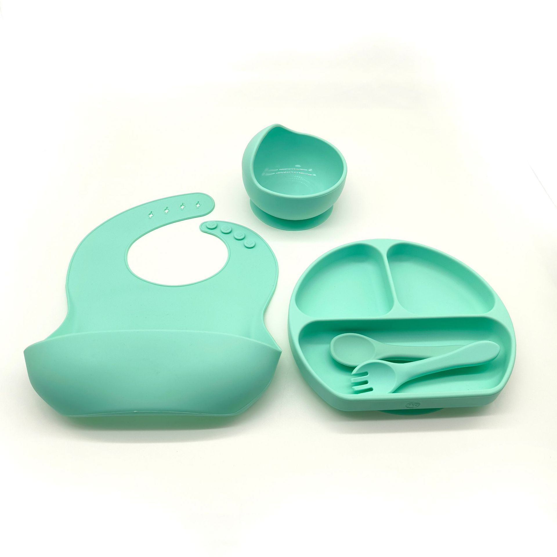 Complemento alimenticio transfronterizo para niños, plato de silicona, plato de suplemento alimenticio para bebés, plato de comida sonriente de seis piezas, vajilla para alimentación maternoinfantil al por mayor