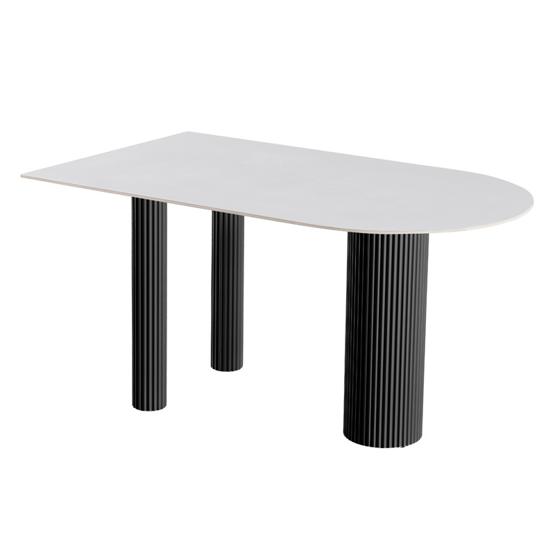 Mesa de comedor de tabla de roca, pequeña casa de tipo isla, pequeña casa de tipo integrada, moderna y simple, mesa de comedor de pared de viento de crema doméstica