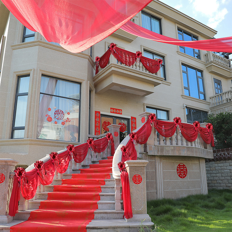 Boda Mentouhua Bola de bodas Big Red Flower Bola Apertura Ceremonia de corte de cinta Reconocimiento Big Red Flower Car Satin Red Paño Hortensia