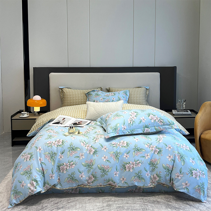 Nuevo juego de cuatro piezas de lana gruesa y cepillada, ropa de cama de edredón de impresión de lujo ligero para el hogar, ropa de cama de otoño e invierno al por mayor