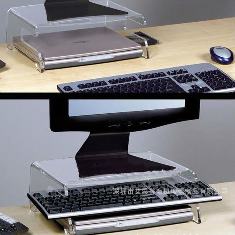 亚加力透明桌面电脑架 亚克力家庭式电脑收纳架 桌面展架生产工厂