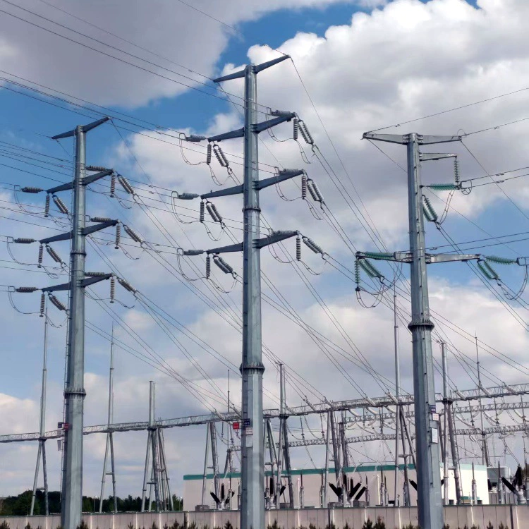 Продажа новых энергетических двухконтурных горячеоцинкованных силовых стальных трубных опор, высоковольтных электрических опор 10 кВ, высоковольтных стальных трубных вышек