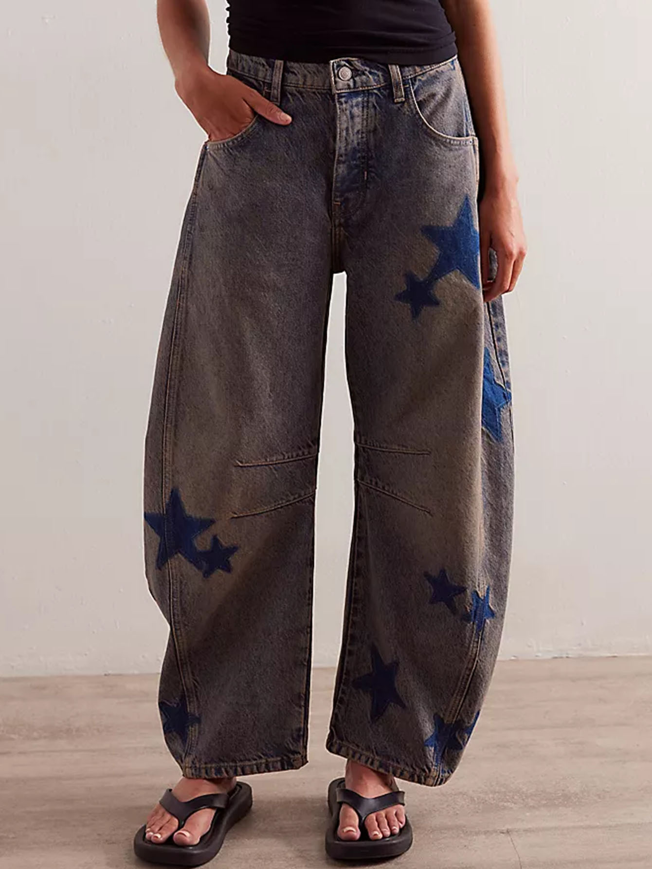 Vintage Low-Rise Flare Jeans For Women – Distressed Washed Denim With Embroidery (S-L, 90s Retro Street Style)_mkmklike.com