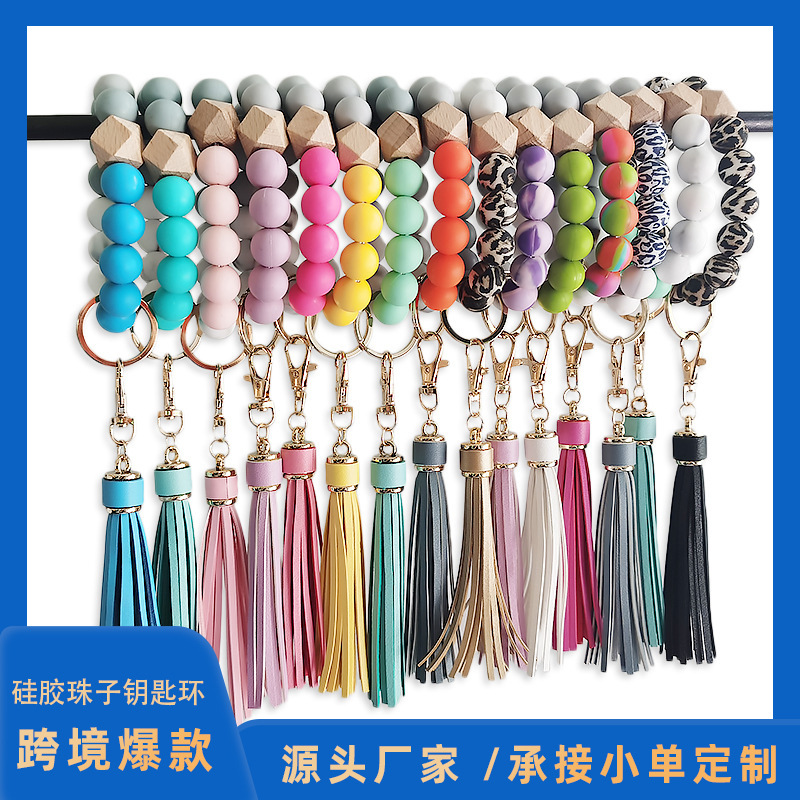 silicone beaded bracelet with tassels