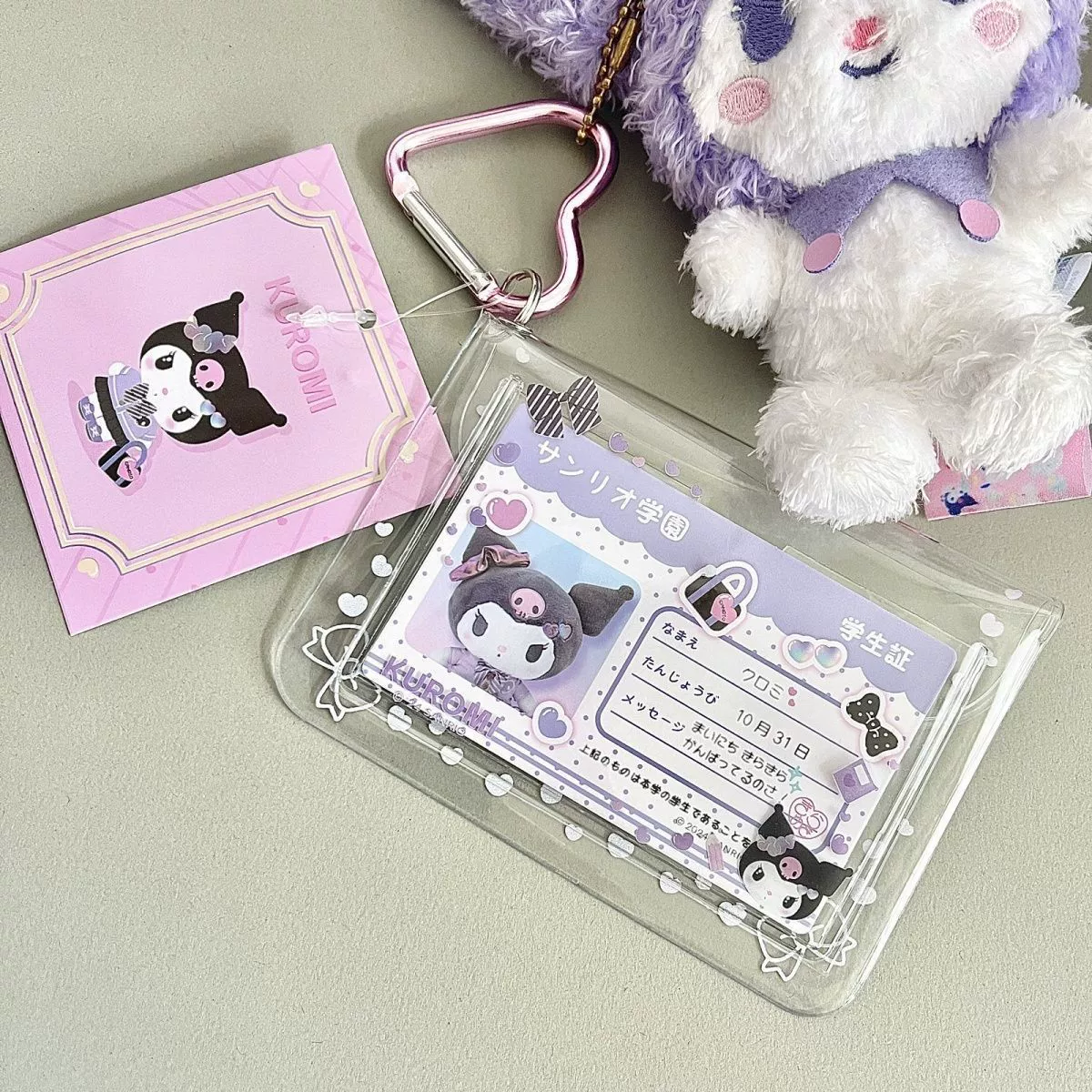 Sanrio, card holder PVC, transparent storage system, backpack accessory, 3 inch