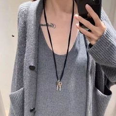 轻奢艺术感双钥匙项链简约百搭真丝长项链个性小众设计款吊坠女