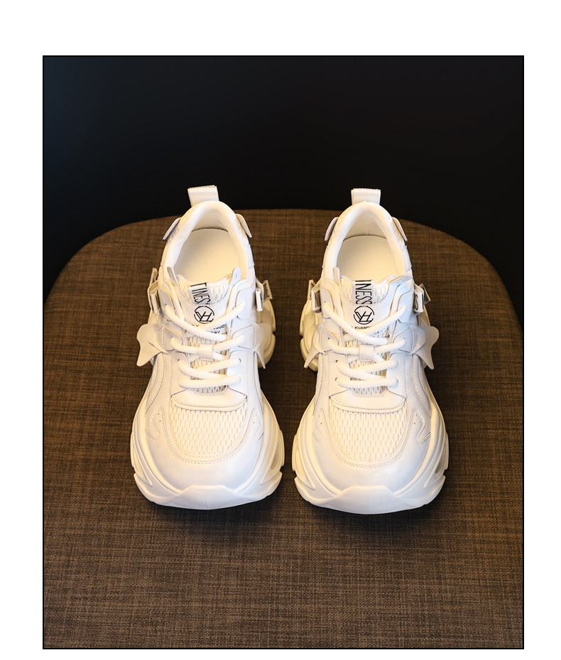 Giày sneaker nữ đế dày chunky lưới thoáng khí, tăng chiều cao 10.5 cm — màu trắng chi tiết 19