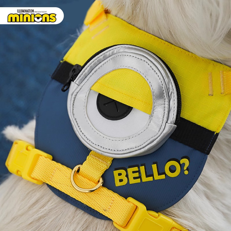 Minions Minions | Stuart tira del pecho y la espalda, perro pequeño y mediano, perro paseando, cadena de perro, correa de perro, correa de perro