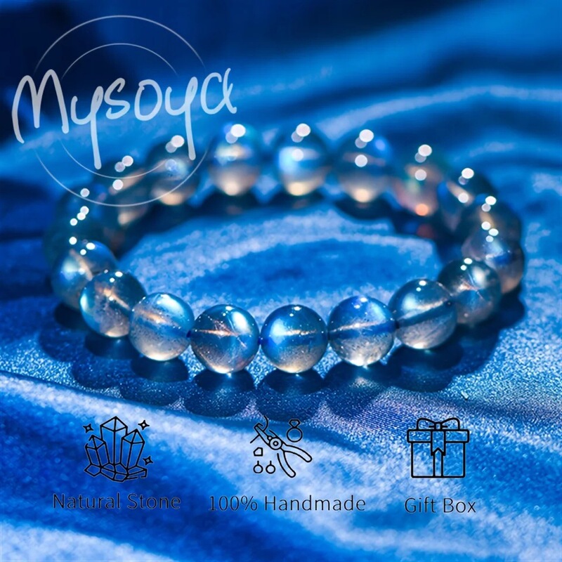 Mysoya High-Quality Natural Sri Lankan Blue Flash Moonstone Labradorite Cb21 Mysoya High-Quality Natural Sri Lankan Blue Flash Moonstone Labradorite Cb21