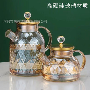 Glass Water Pitcher for Home Use, High-Temperature Resistant, Explosion-Proof, Thickened High Borosilicate Cold Water Pitcher, Large Capacity, Luxury Set
