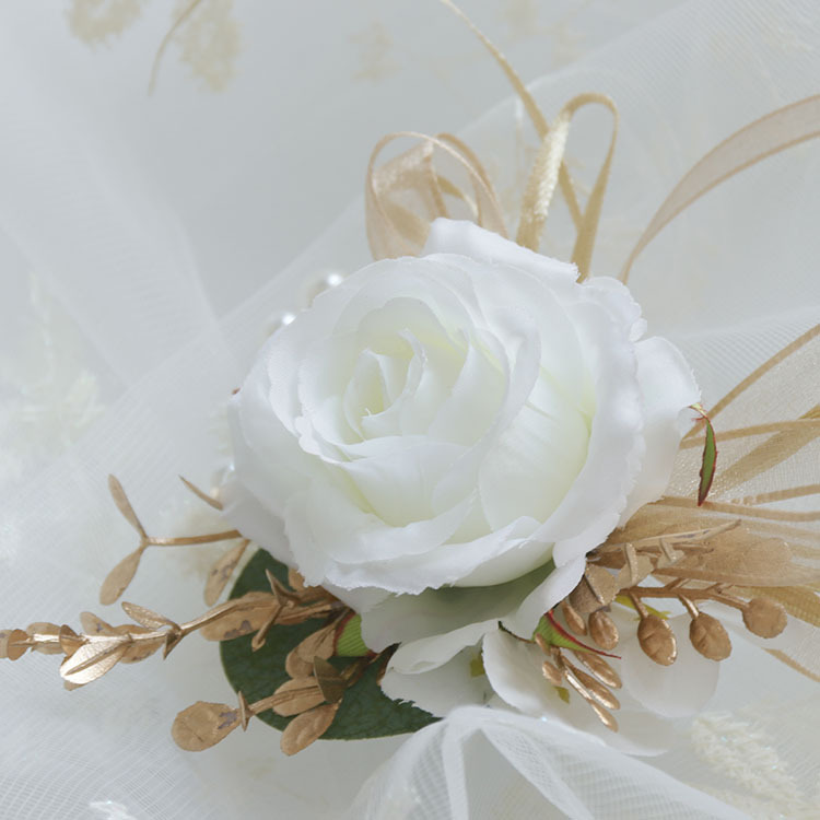芸涵閣XS198シミュレーション花胸花手首花ビジネス祭り式襟花森系結婚式用品ホワイト|undefined
