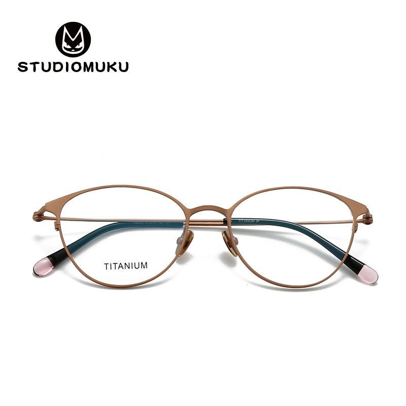 STUDIOMUKU gafas frescas de madera simple pero no simple diseño de marco no elija la forma de la cara gafas de titanio puro marco