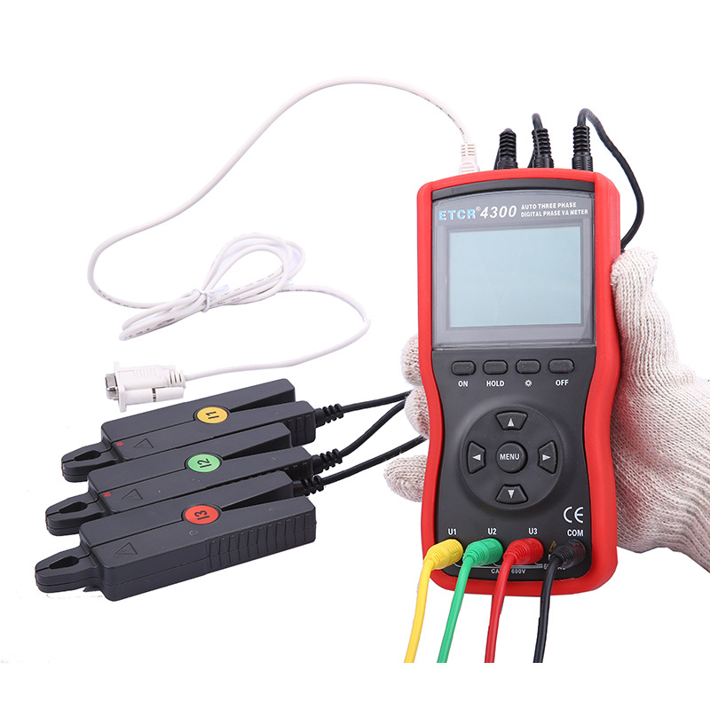 ETCR4300三钳数字伏安相位表三相相位检测仪多功能伏安相位表