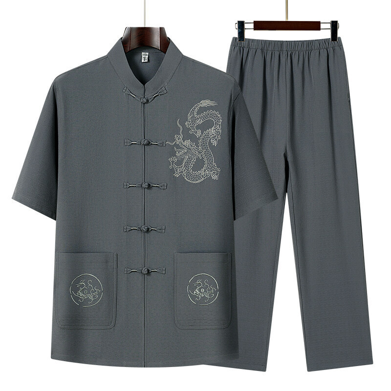 Quality 9039 Embroidered Single-Sided Jilong Soaring P70 Middle-Aged and Elderly Dad's Loose Top Casual Pants