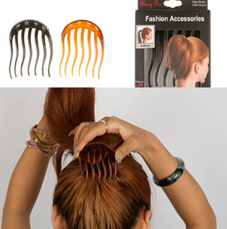 Acrylic hairgrip ponytail comb, Korean style, adds volume, lightweight, black/coffee