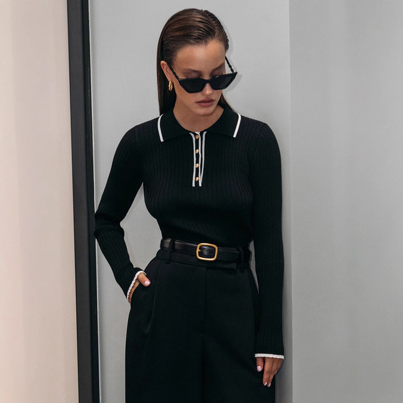 Свитер Knitted Sweater Women's Base Sweater Body-fitting European and American Cross-border Pit Knitted Top Tight Sweater Свитер Knitted Sweater Women's Base Sweater Body-fitting European and American Cross-border Pit Knitted Top Tight Sweater