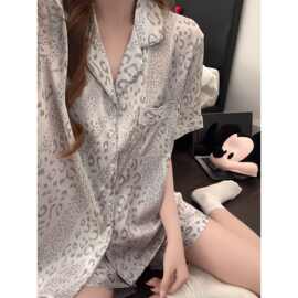 一件代发冰丝睡衣女短袖短裤夏季高级感甜美奢华可外穿家居服套装