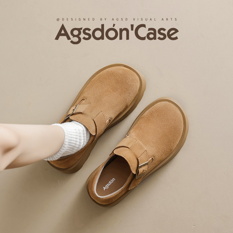 Zapatos de Dengbo Ken de la mujer 2026 nueva primavera de terciopelo todo incluido con suela gruesa de un solo pie zapatos casuales de cuero pequeño