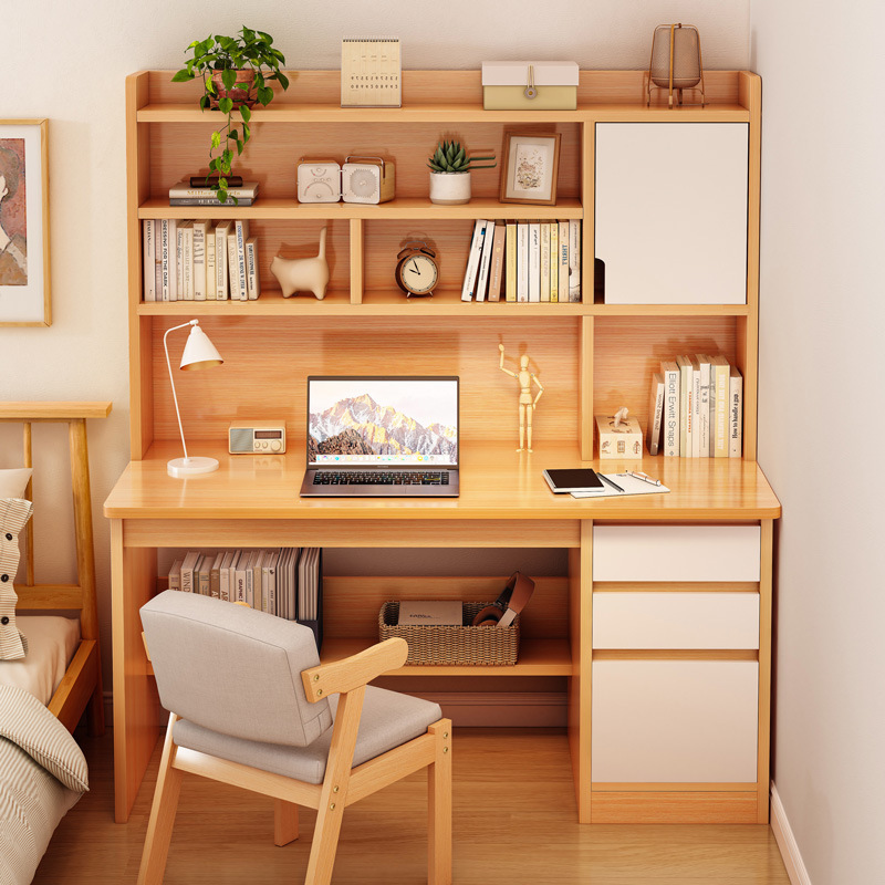 Desk bookshelf integrated table with bookcase simple home bedroom computer desk desktop student learning writing table