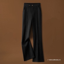 毛呢微喇裤女秋冬季2024新款显瘦喇叭裤高腰加厚毛呢裤时尚休闲裤