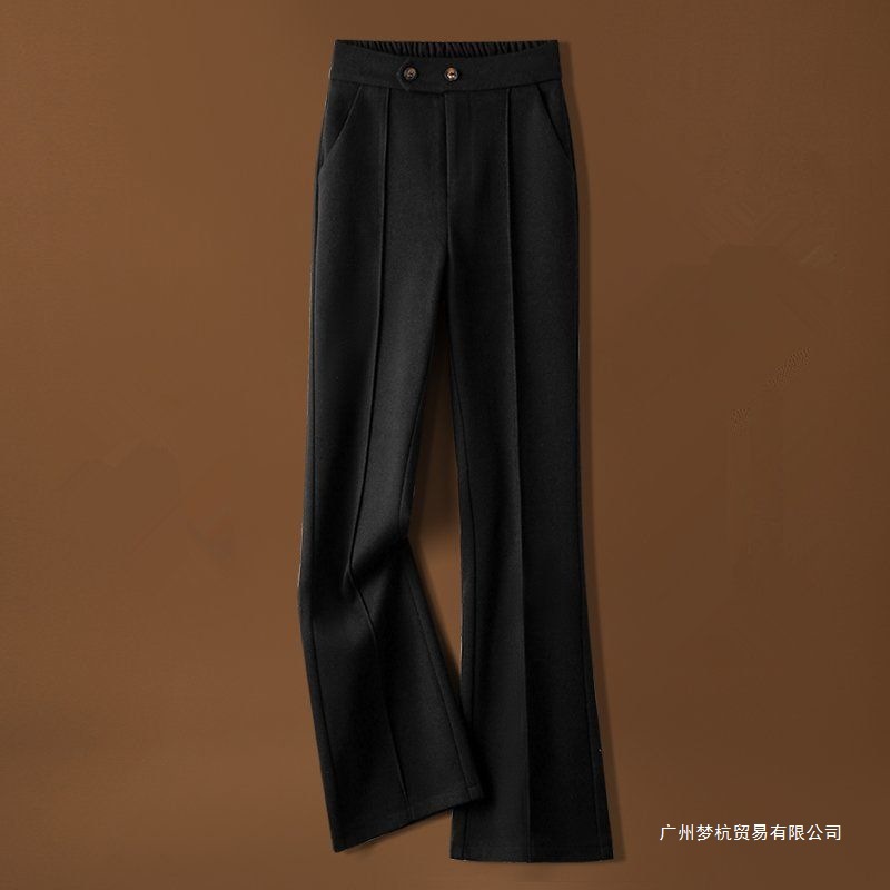毛呢微喇裤女秋冬季2024新款显瘦喇叭裤高腰加厚毛呢裤时尚休闲裤