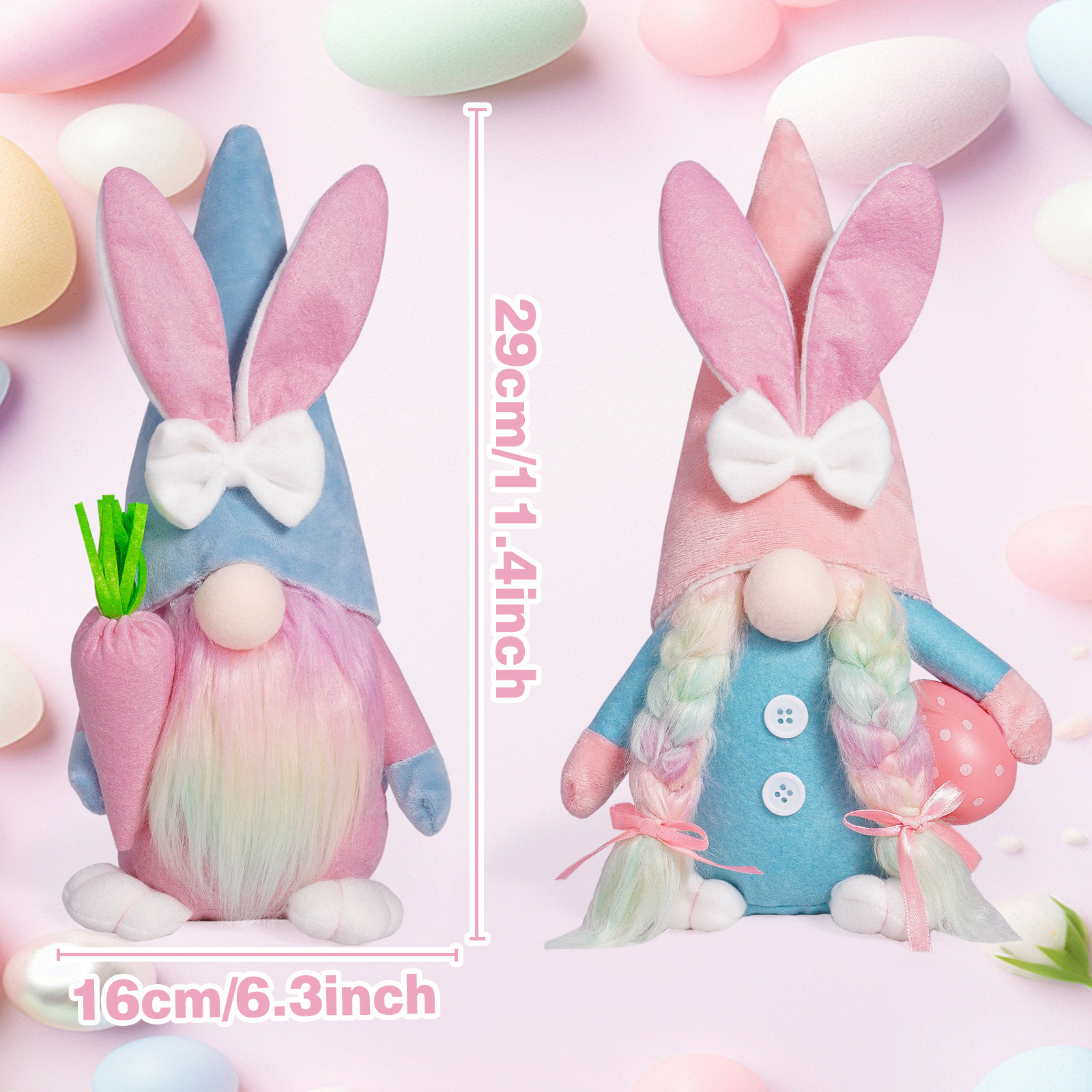 Conejo de Pascua transfronterizo muñeca sin cara rabanes huevos adornos atmósfera de fiesta adornos de decoración encantadores