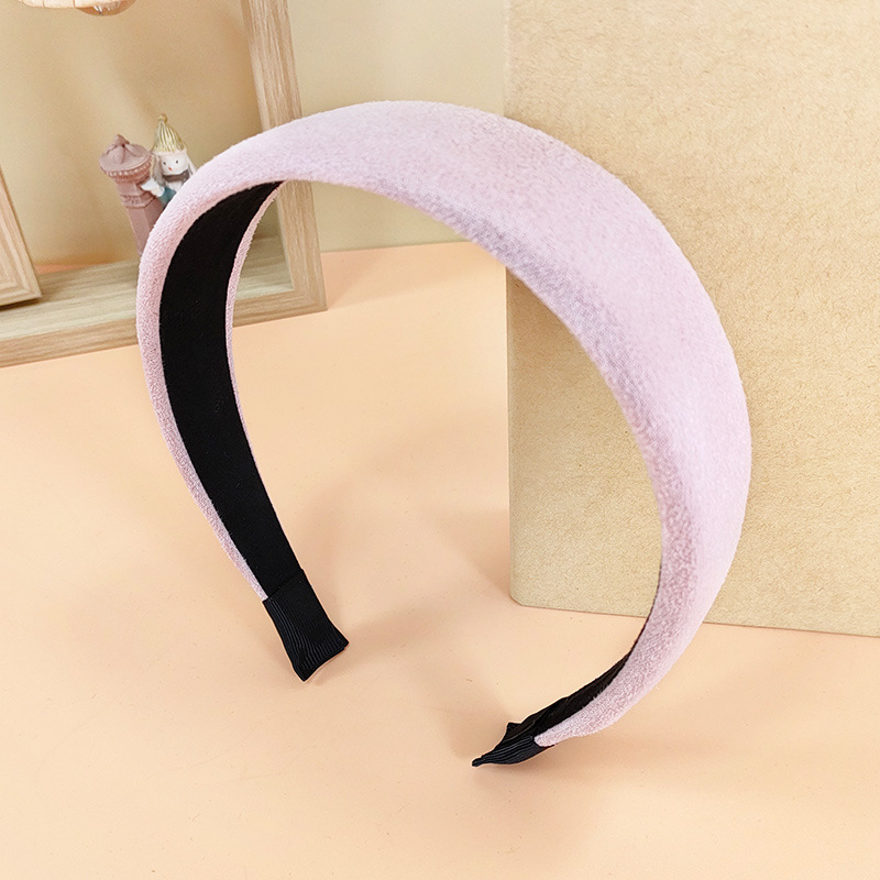 Morandi Pink Series Broad-sided Fabric Knitted Hair Band display picture 6