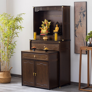 Buddhist Altar Cabinet Bamboo Household Economical Shrine Offering Table Guanyin God of Wealth Offering Table Elevated Simple Buddhist Cabinet Worship Cabinet
