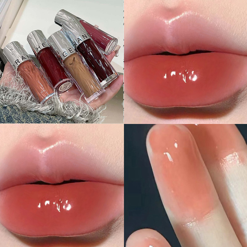 HERORANGE esmalte de labio de espejo, vidrio de agua, labios transparentes, hidratantes, brillo de labios coreano.