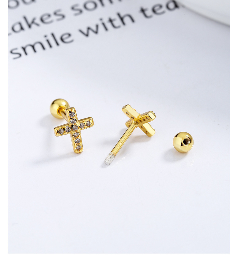 925 Sterling Silver Material Cross Pattern All Seasons Season 1 Pair 925 Sterling Silver 925 Sterling Silver Earrings Cross Screw Backs Small Stud Earrings