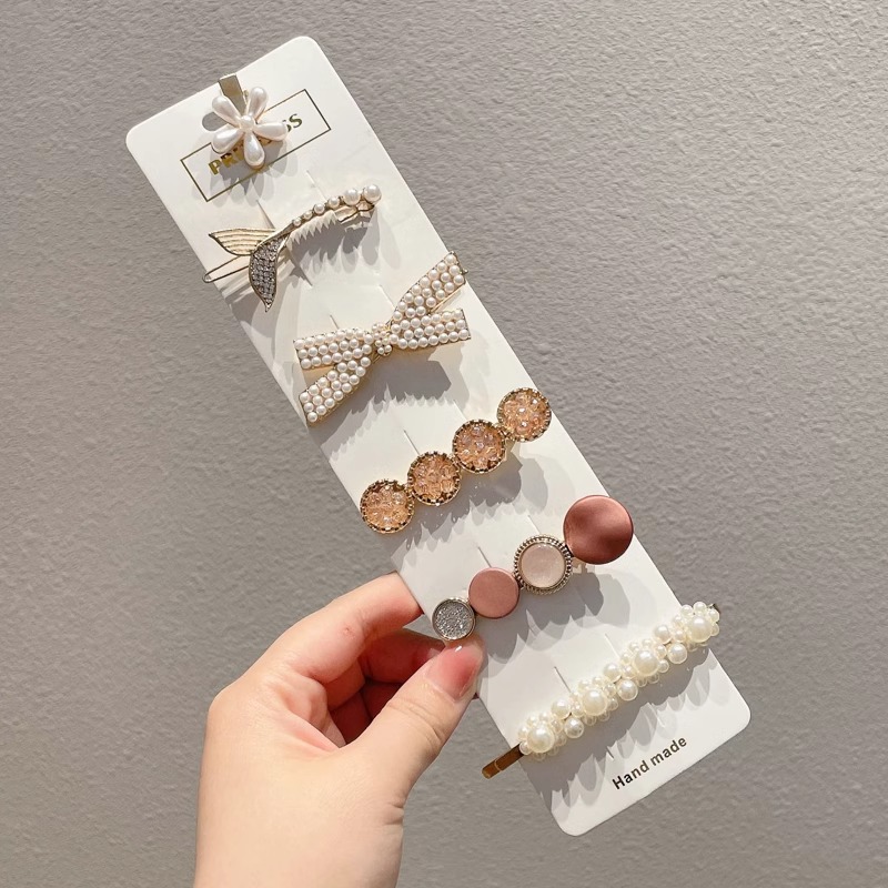 Horquilla de perlas, estilo ins, tocado coreano simple de nicho, clip de una palabra, clip lateral de flequillo simple, tocado