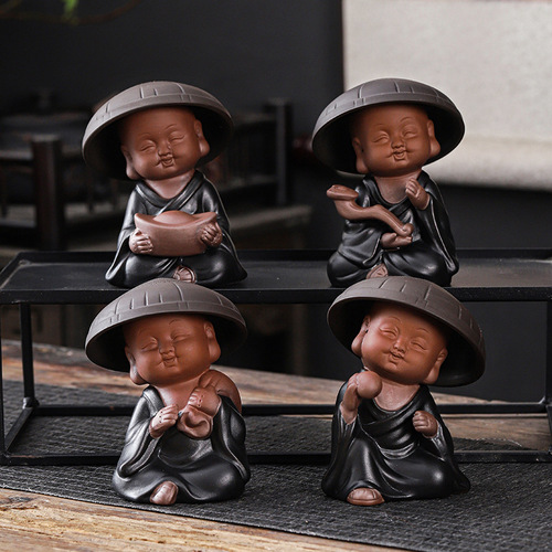 Creative Yixing Clay Teapot Filter with Miniature Monk Design | Household Kung Fu Tea Set for Filtering Tea Components
