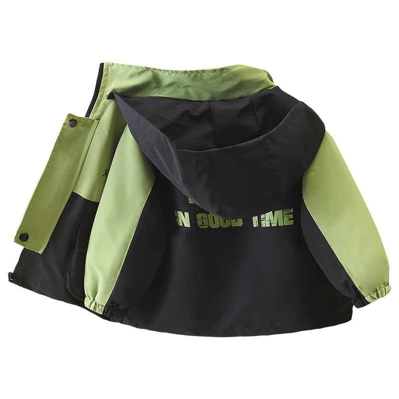 7621 gabardina a juego de colores para niños ropa de primavera y otoño 2025 nueva chaqueta con capucha de moda para niños