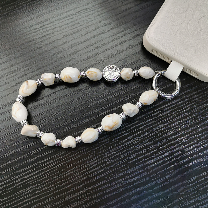 31g Weight Mobile Phone Lanyard Classification 1 Piece Quantity Acrylic Material Solid Color Pattern Beaded Design Bohemian Style Bohemian Solid Color Arylic Beaded Mobile Phone Lanyard 11