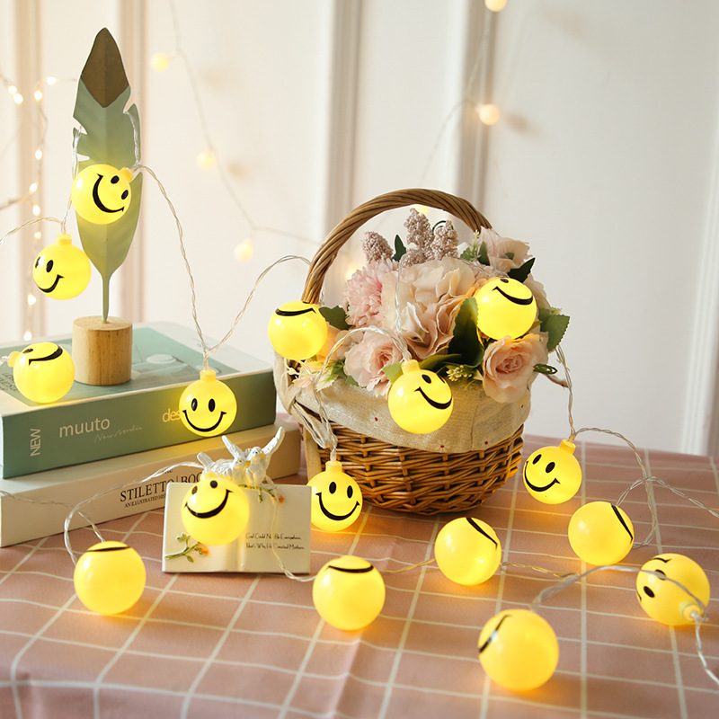 Ding factory in stock new led light string battery box color light expression light string activity indoor Christmas decoration