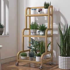 Wholesale iron flower rack storage rack balcony living room floor-standing multi-layer ladder flower rack mobile succulent flower pot with wheels