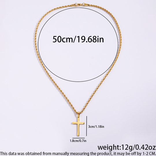 Stainless steel necklace Golden twist chain cross necklace titanium steel non-fading fashion all-match boys pendant