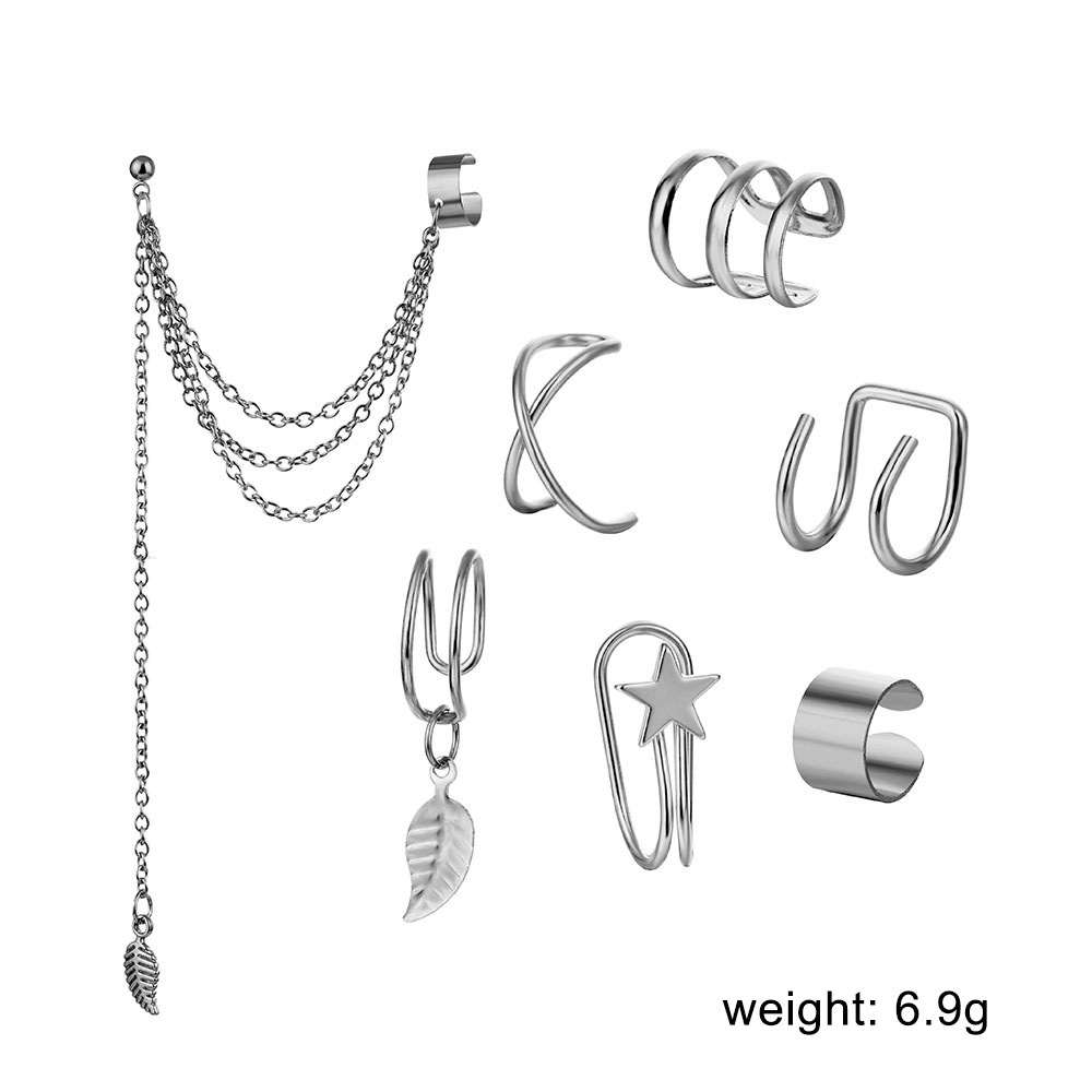 Europeo y americano nuevo nicho de moda clip de oído sin oreja diseño avanzado retro temperamento todo partido pendientes de hoja personalizada