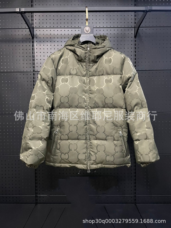 正确版 GU家满印暗纹提花秋冬保暖防风羽绒服高定版英伦休闲外套|undefined