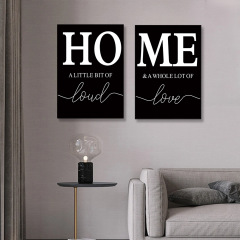 Cross-border modern minimalist English HOME two-panel bedroom living room home wall decoration abstract unframed canvas painting