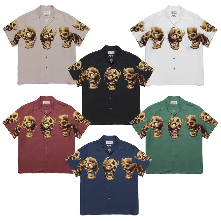 GUILTYPARTIES TIGER 21AW 56 TATTOO TATTOO skull Hawaiian short sleeve shirt men