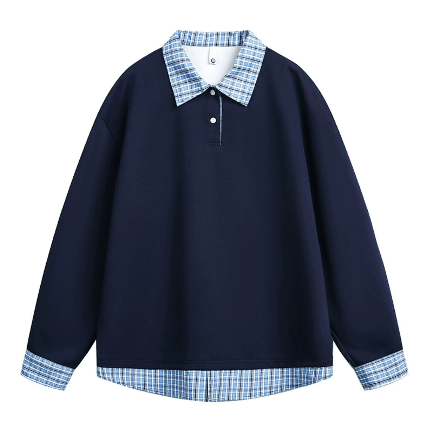 Falsa camisa de dos piezas cuello de costura polo camisa vieja camisa de estilo de dinero para hombre sensación superior primavera y otoño fábrica de manga larga transfronteriza al por mayor