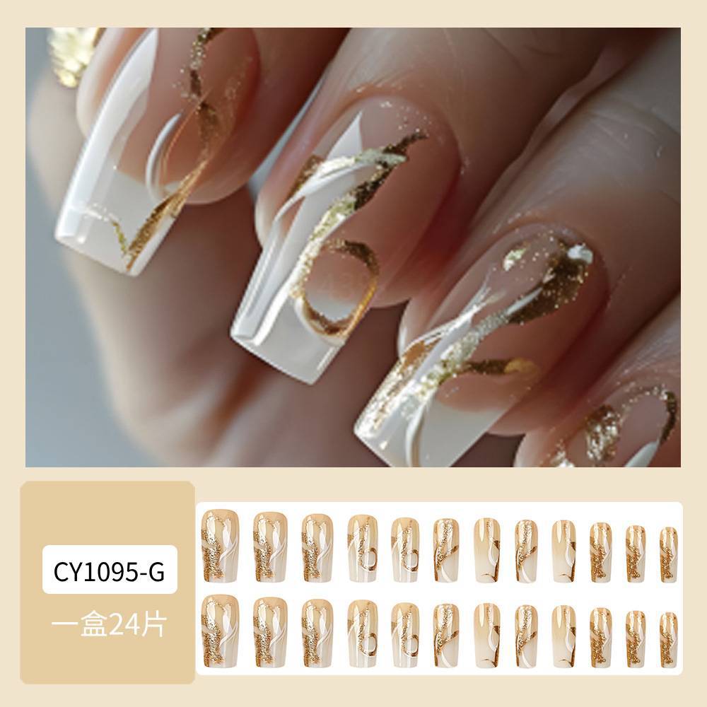 Uñas de uñas con tótem de brillo, parche de uñas postizas de hielo largo, estilo de lujo ligero, venta caliente transfronteriza, uñas de vestir blancas image 7