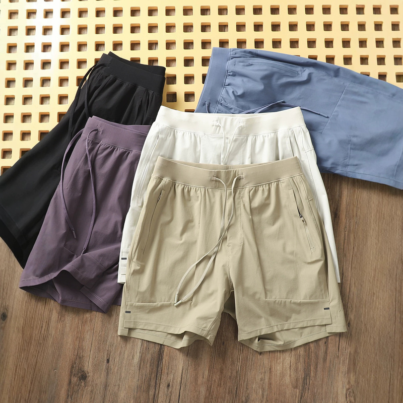 LU series~Affordable athletic shorts for men, quick-drying, cool and breathable, made with ice silk fabric, elastic, straight-leg, casual, and five-point length, perfect for summer