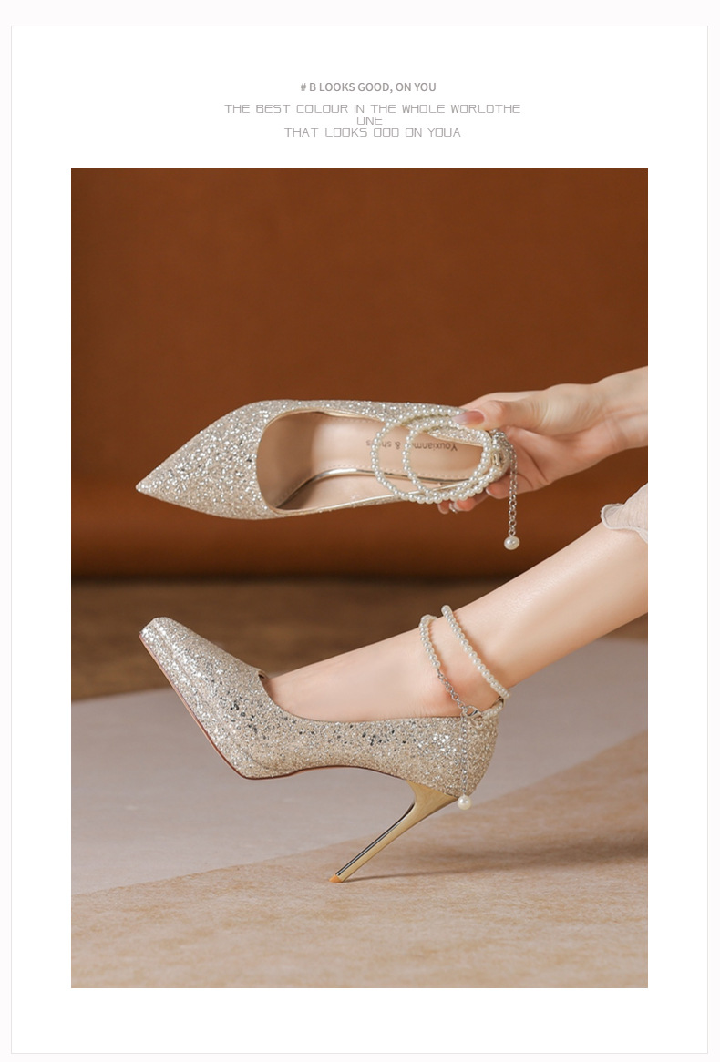 Svatební boty na platformě s flitry a perlovým řetízkem_voghion.com